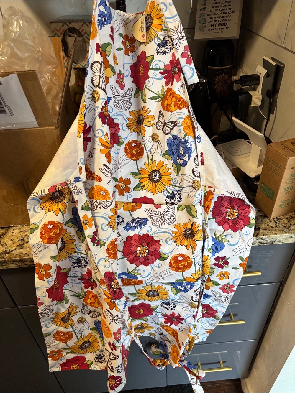 Floral Cotton Apron in Multicolor - Kitchen Cooking Apron